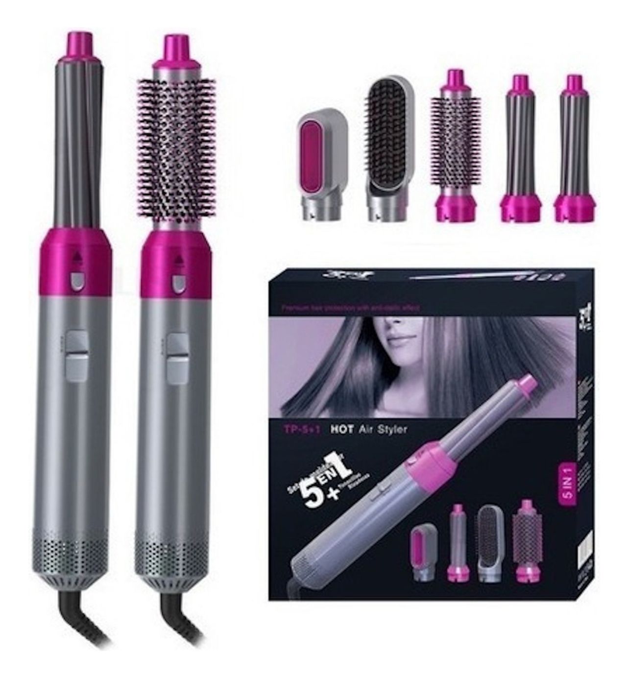 💇♀️ CEPILLO SECADOR 5 en 1 – ¡TU ALIADO RÁPIDO PARA UN CABELLO PERFECTO!