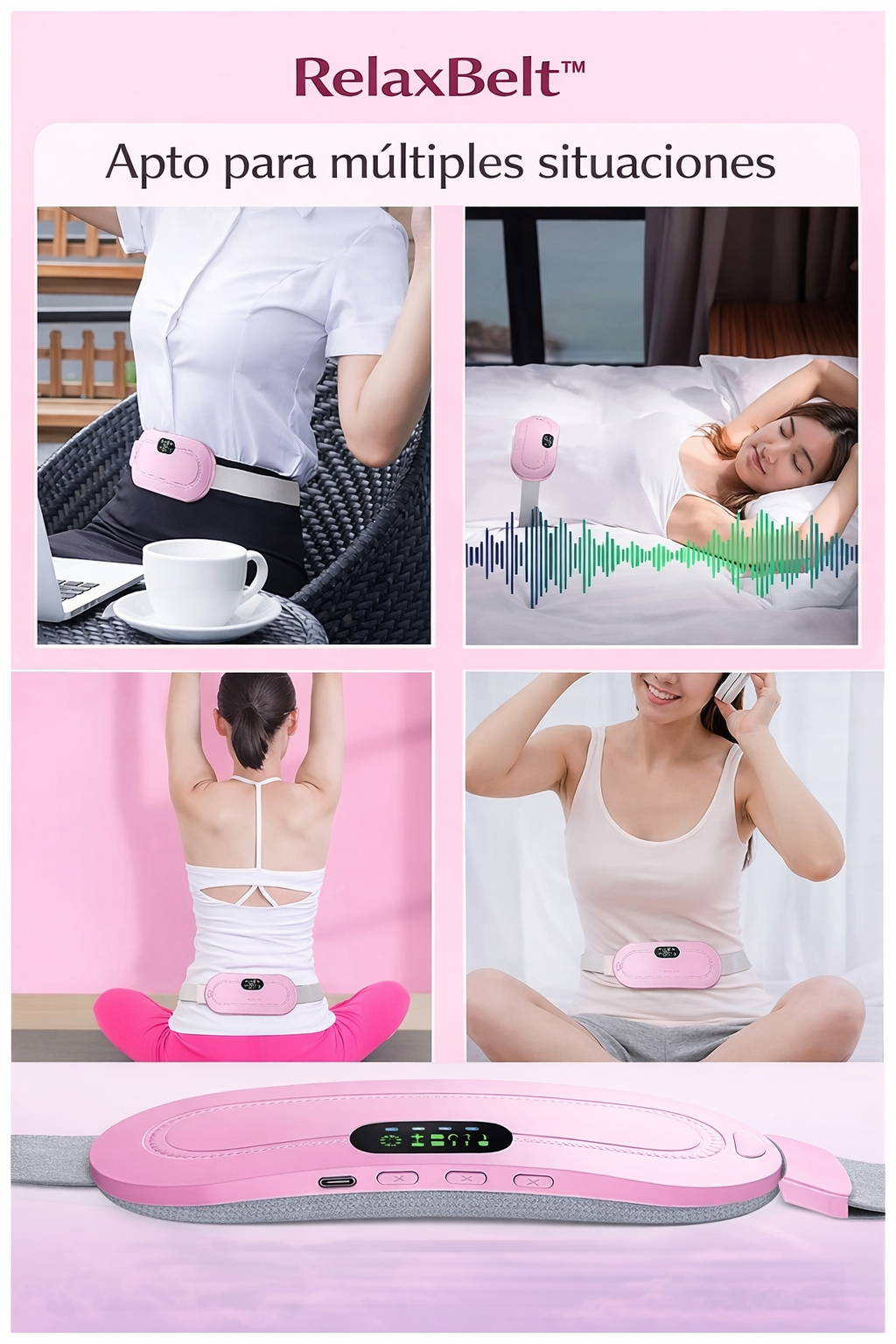 🌸 RELAXBELT™ - ¡ALIVIA CÓLICOS CON CALOR Y MASAJE TERAPÉUTICO!